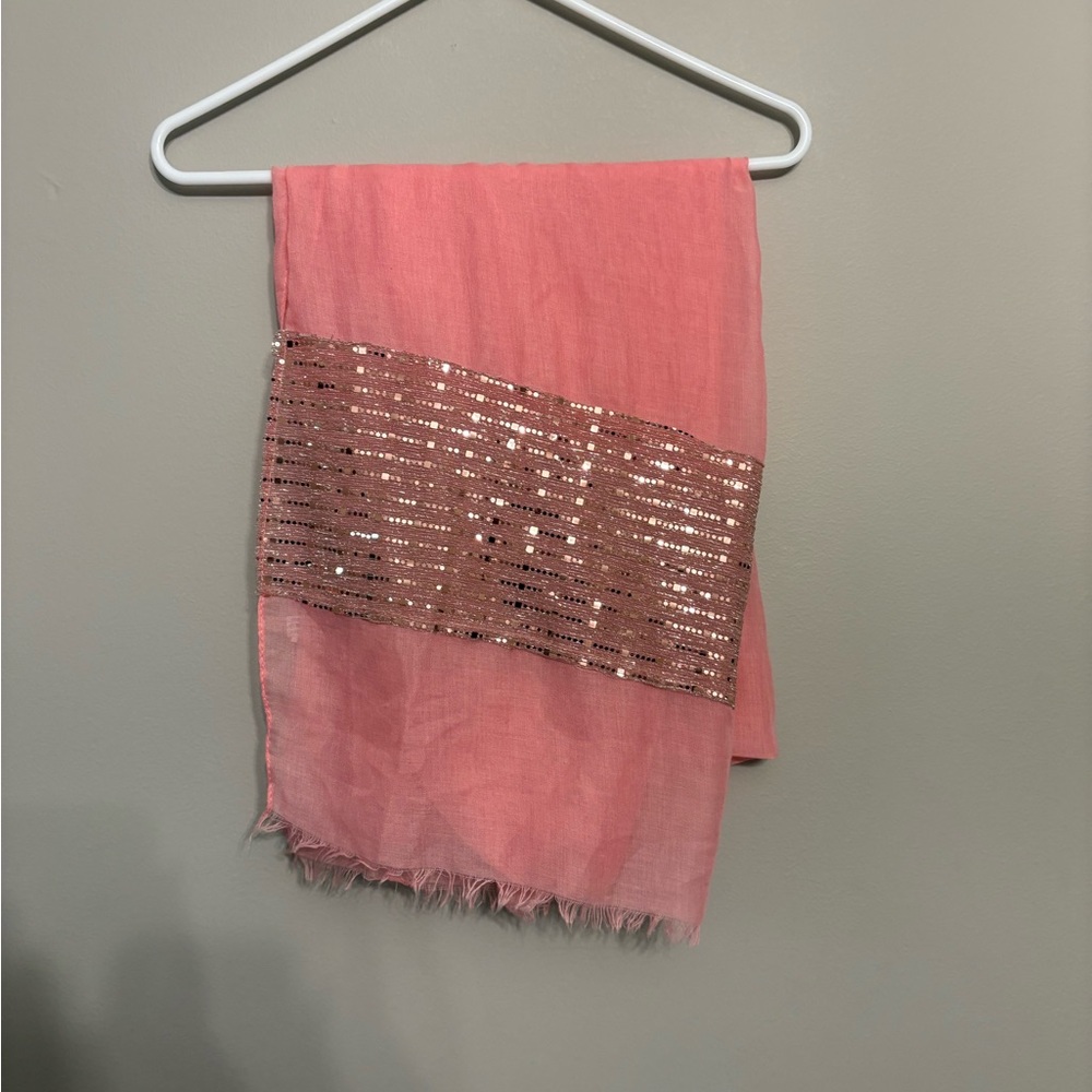 Pink Scarf with Gold Detailing